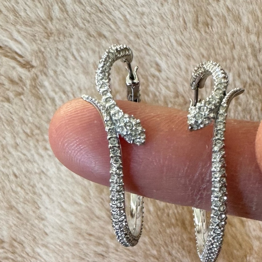 Swarovski snake hoop earrings